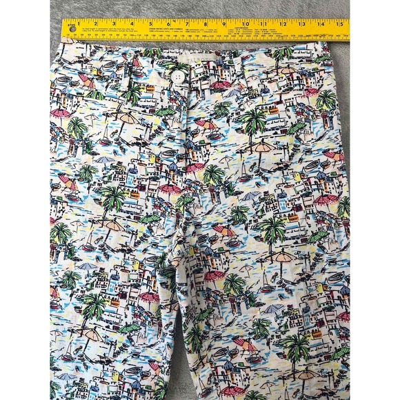 Talbots Petite Ankle Pants Beach Town Print Colorful Cotton Casual Ladies - Picture 5 of 9